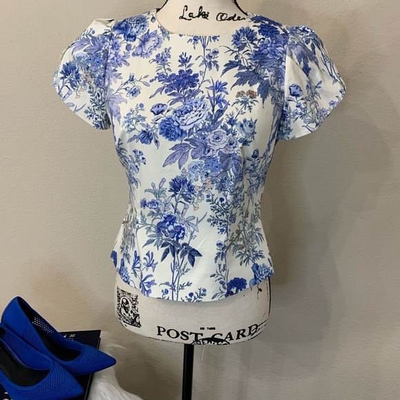 ANTONIO MELANI Tops - Antonio Melani Blue Floral Top